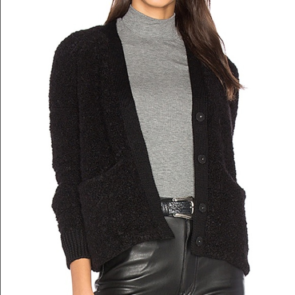 Baldwin Effie Cropped Fuzzy Cardigan Black Small
